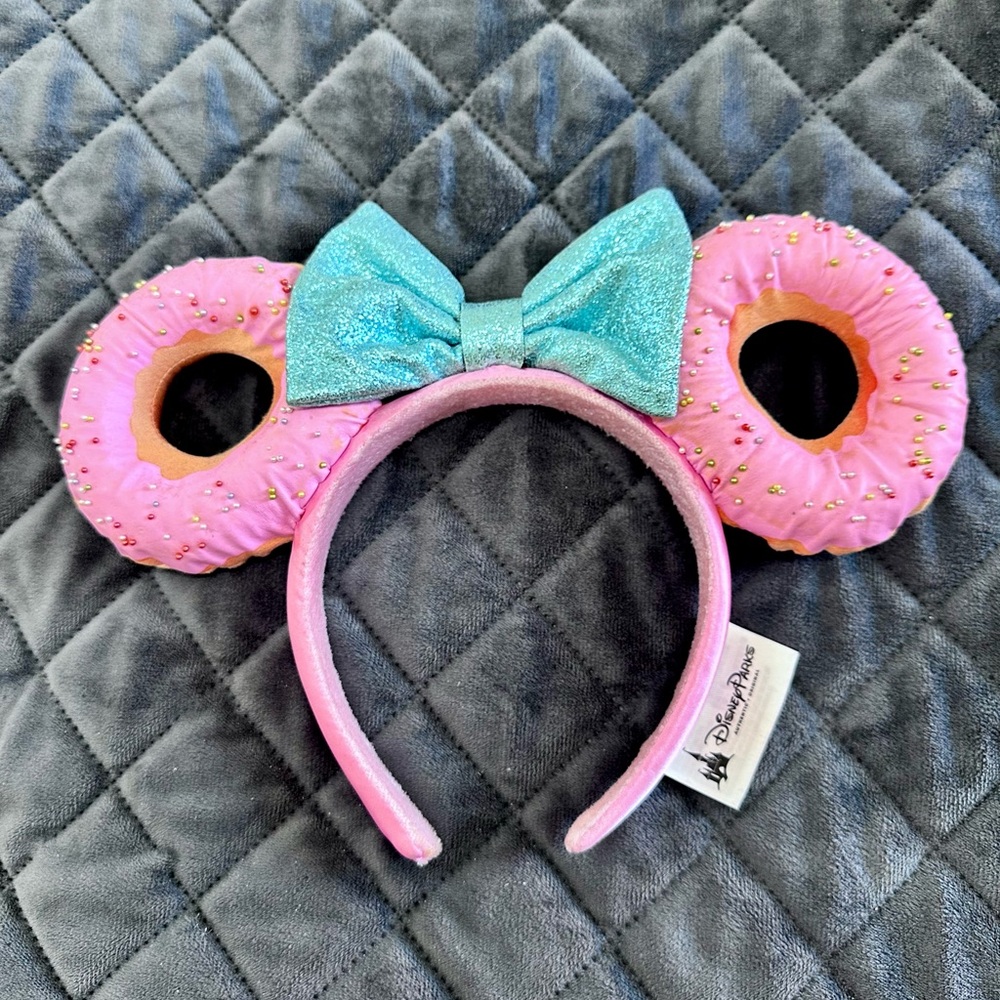 Disney Parks Official Sprinkled Pink Donut Mickey Ears